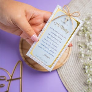 Recuerdo de bautizo o primera comunión personalizado\ tarjeta religiosa con cruz acrilica\bautismo personalizado o favor de primera comunión