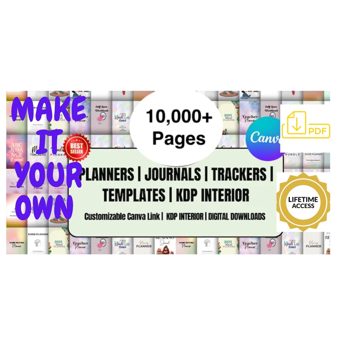 Editable Planner & Journal Canva Templates With PLR (digital Bundle) - Etsy