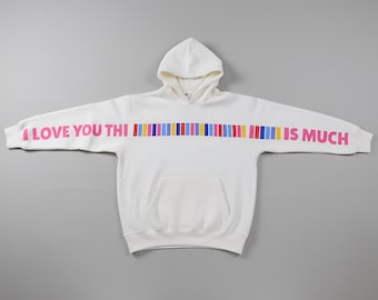 Sudadera con capucha "Te amo tanto": sudadera unisex de forro polar extragrande / Regalo de San Valentín / Sudadera con capucha de amor