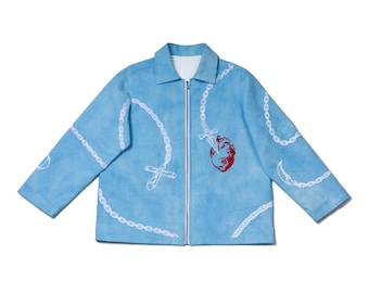 Heart Chain Jail Anime Inspired Premium Jacket | Anime Jacket | Anime Streetwear | Japanese Streetwear Jacket | Embroidered Streetstyle Fit