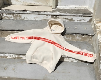 Sudadera con capucha "Te amo tanto": sudadera unisex de forro polar extragrande / Regalo de San Valentín / Sudadera con capucha de amor / Regalo de San Valentín / Mensaje de amor / Regalo de cita