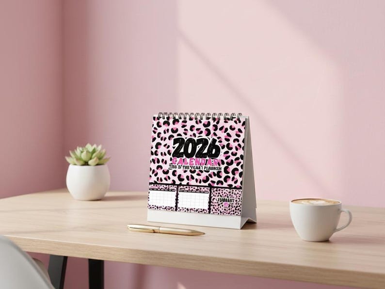 Custom 2026 Pink Leopard Calendar With Your Logo – Digital Download - Etsy