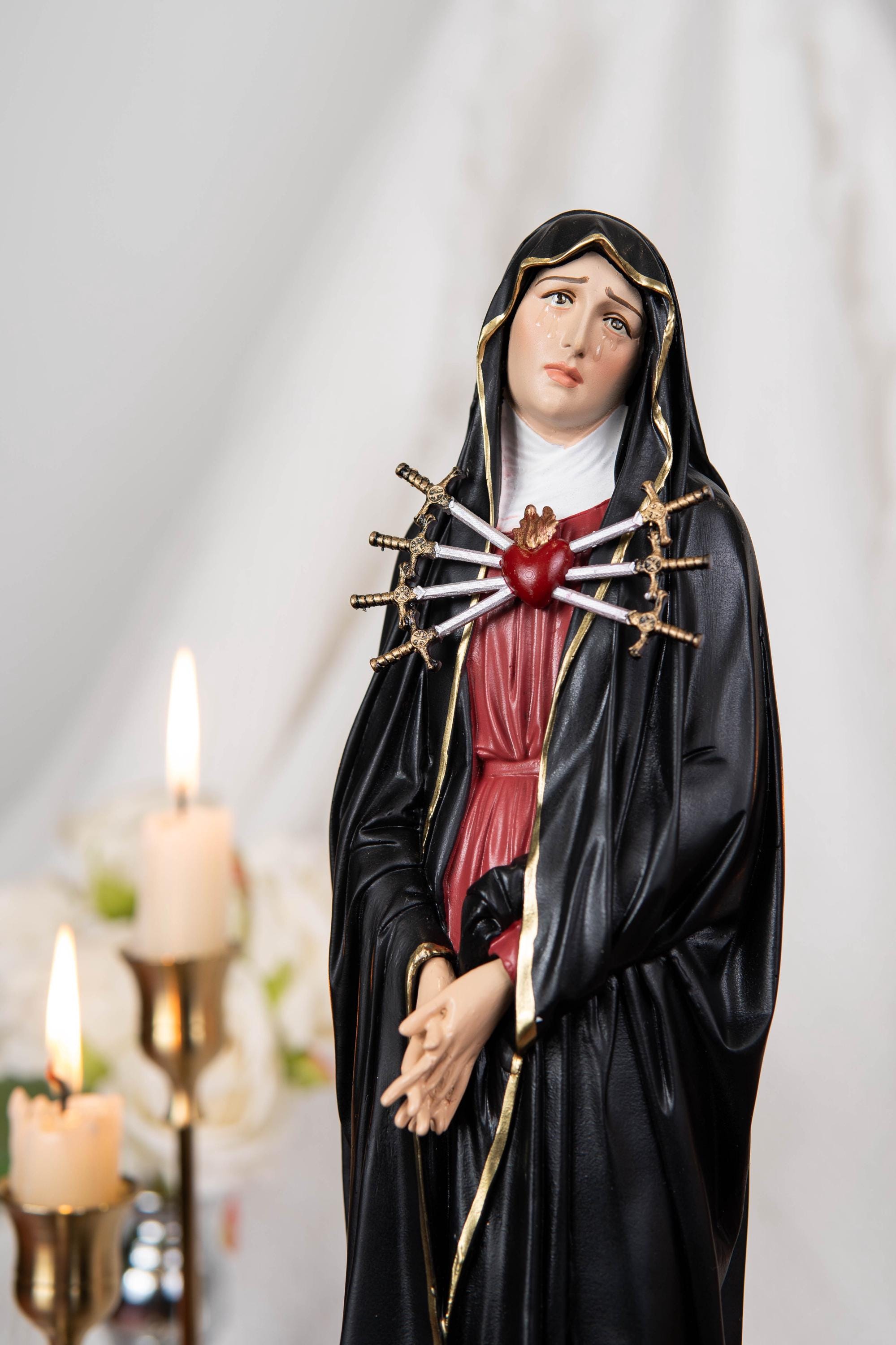 Statue De La Sainte Vierge Marie – Résine, Couleur Claire – Idéale Pour Déco De Noël (7x7x10 Cm)