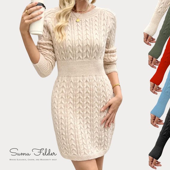 long sleeve green velvet bodycon dress Turtleneck Ribbed Knit Bodycon Dress – WearWest main image 1