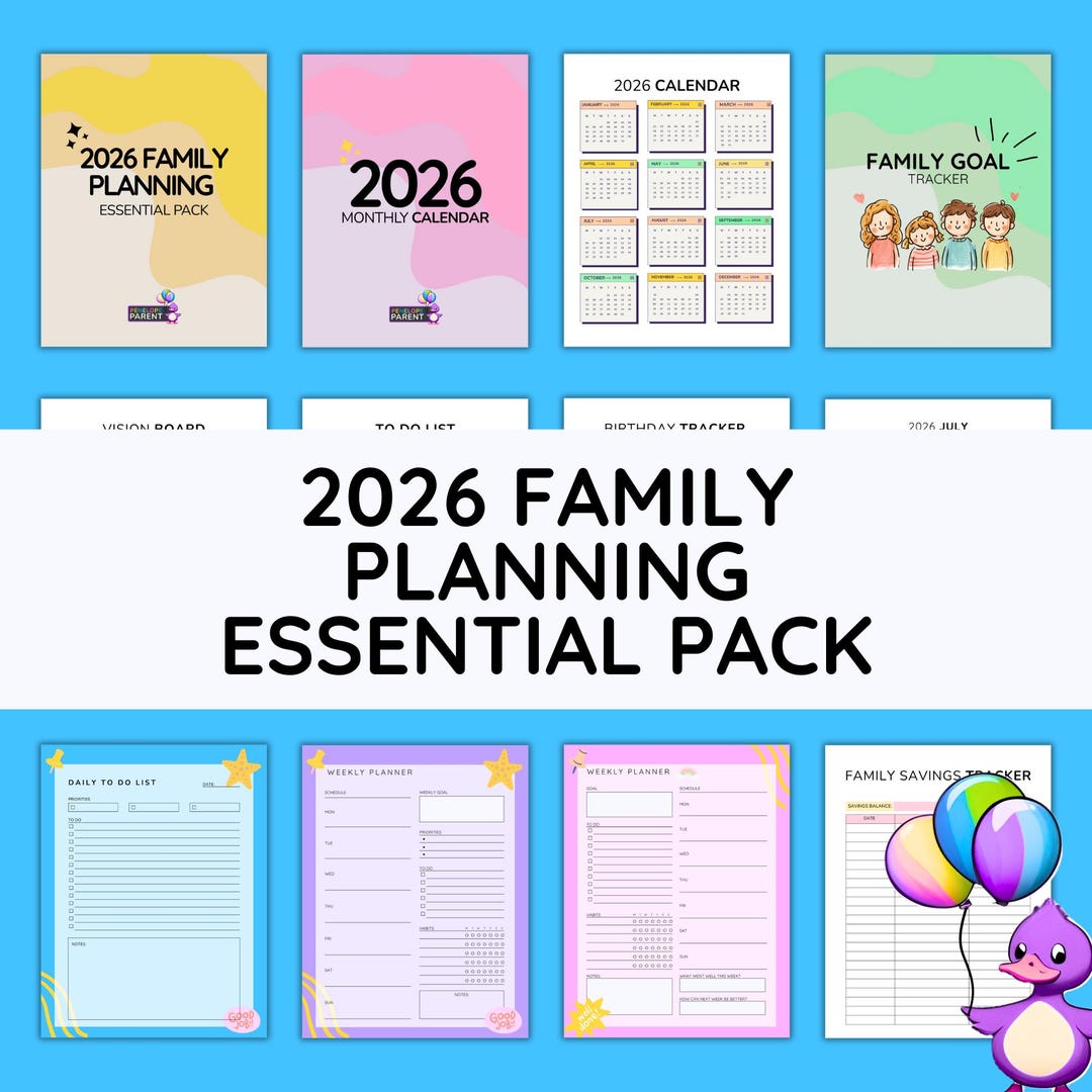 2026 Family Planner Pack, Goal Tracker, Canva Editable (printable PDF ...