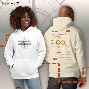 East from West (light) hoodie Christian Bible Verse Unisex Pull-over Hoodie with front pocket