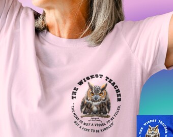 Wise Owl T-Shirt, Plutarch Quote, Teacher Gift