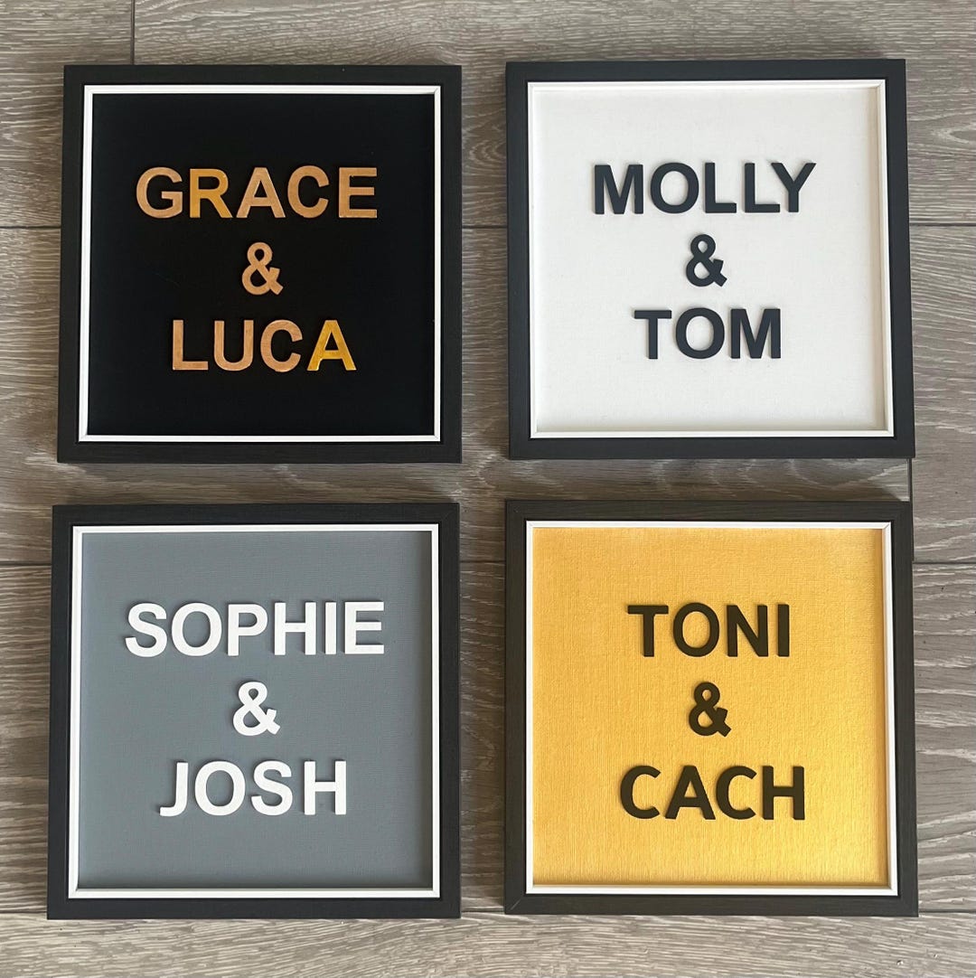 Personalise* 3D Couples Names in a Frame Word Art Photo Frame - Etsy