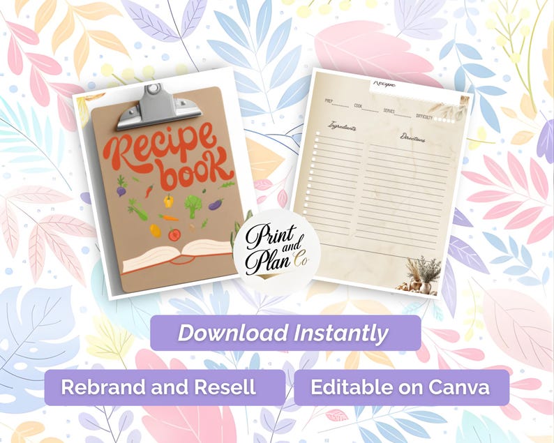 Rustic Recipe Pages Rustic Recipe Cards: Farmhouse Kitchen Ephemera (instant Download ...