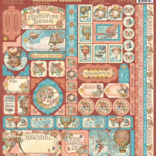 Graphic 45 imagine 12x12 Sticker Sheet RETIRED | Etsy