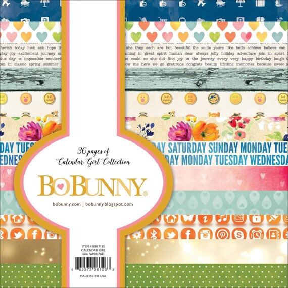 BoBunny 12x12 Scrapbooking paper August 2 sheets Calendar Girl Collection
