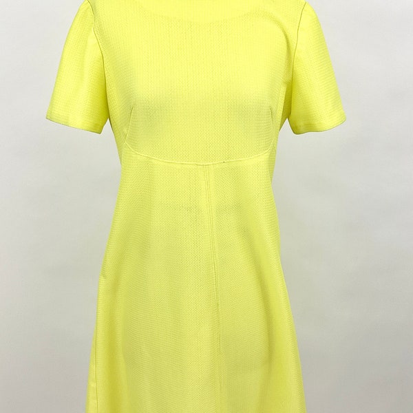 Vintage 1970s Yellow Dress | Zipper Back | Size Small