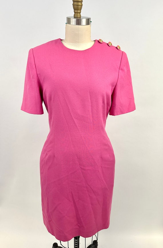 Vintage 1980s Dress | Hot Pink | Kasper | Shoulder