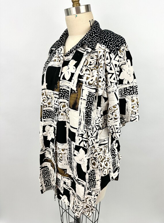 Vintage 1990s Top | A Personal Touch | Black Whit… - image 3