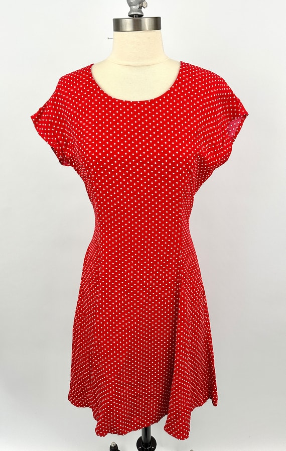 Vintage 1980s Dress | Dani Max | Size 6 | Red Whit