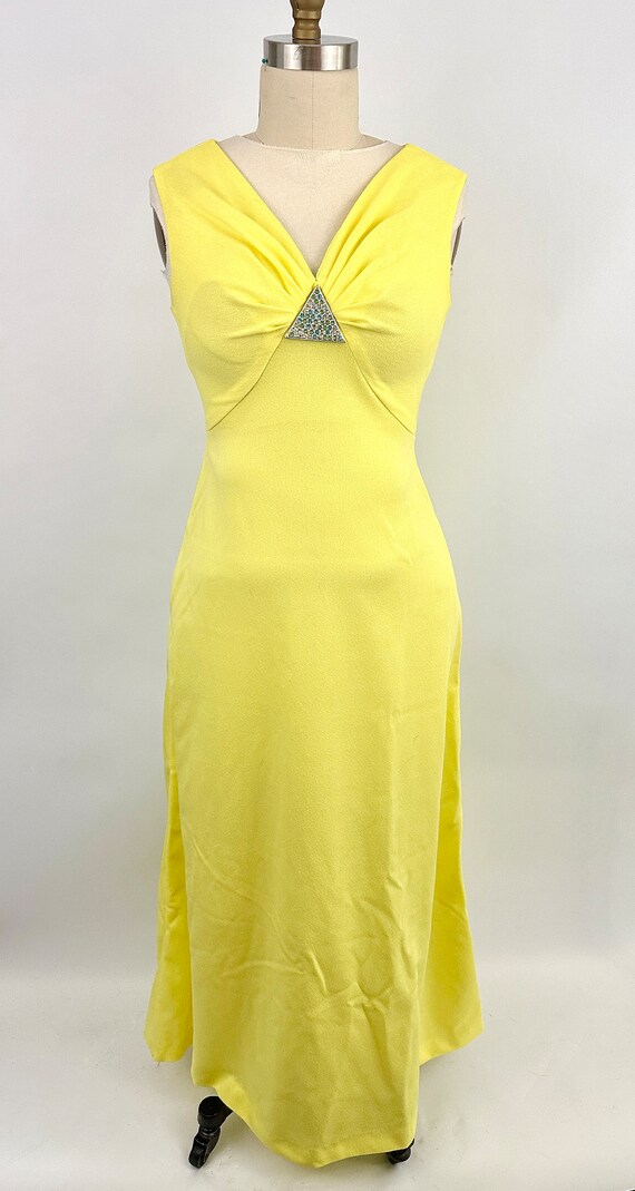 1960s Vintage Kaufmanns Gown | Yellow | Triangle … - image 2