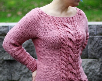Pink Cable Knit Sweater | Size Large