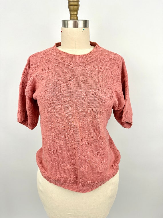 Vintage 1980s Knit Top | Carriage Court | Pink | P