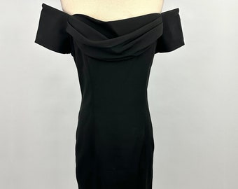 Vintage 1980s Black Evening Dress | Leslie Fay | Off Shoulder | Union Made