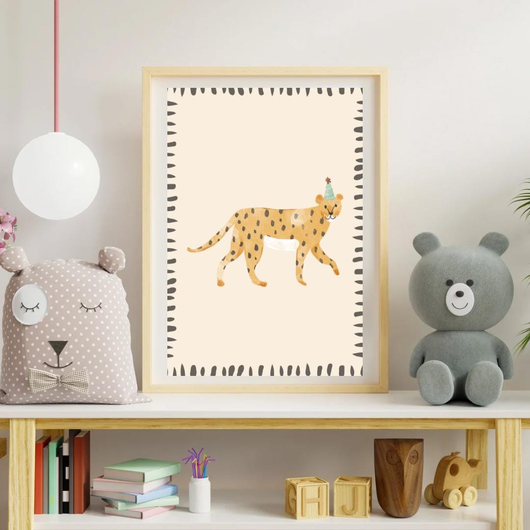 Cheetah Nursery Wall Art | Safari Animal Print | Jungle Theme Kids Room ...