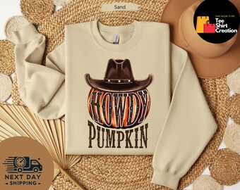Halloween Shirt: Howdy Pumpkin Design - Retro Cowgirl Style