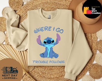 Disney Couple Tee - Where I Go Trouble Follows, Matching Shirts