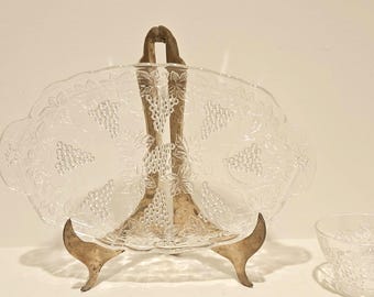 Vintage Anchor Hocking Glass Snack Tray with Cup - Set of 4 (8 pieces)