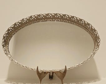 Vintage Oval Gold Mirror Vanity Tray