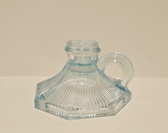 Vintage Light Blue Glass Candleholder - L.E. Smith