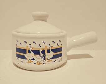 Vintage Soup Bowl with Geese Design
