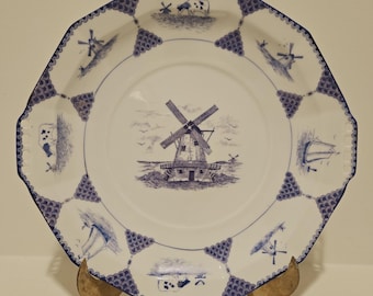 Vintage Blue and White Delft-Style Decorative Plate Wall Plaque