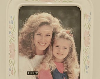 Vintage White Ceramic 8x10 Picture Frame with Pastel Florals