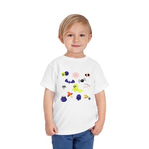 Halloween Toddler Tee, Cute Ghosts & Monsters Kids Shirt, Spooky Toddler Shirt, Halloween Costume Tee, Perfect for Fall Celebrations