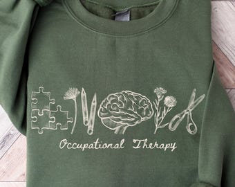 Felpa con scritta "Terapia occupazionale", "Enigma del cervello", "Terapia occupazionale", "Gif terapista pediatrico", "T-shirt per studenti assistenti di terapia occupazionale", "Regalo di Natale per terapia occupazionale"