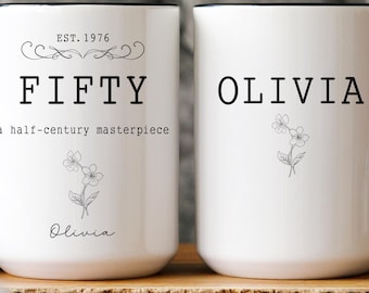 50th Birthday Gift for Women Personalized Birthday Gifts Funny 50th coffee cup 1975 Custom Gift For 50 Year Old Woman 50th Birthday Mug