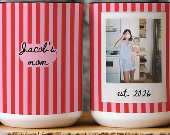 Personalized Photo Mug For Mom, Custom Polaroid Picture Coffee Cup, Pregnancy Announcement Gift, First Mother's Day Mug For Mama