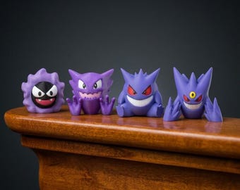Gengar Evolution Set - Gastly Haunter Gengar & Mega Gengar - Pokemon 3D Printed Figures, Gengar Gift, Desk Decor