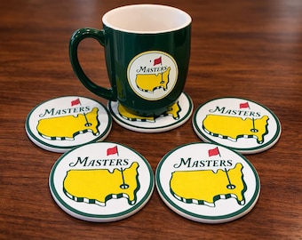 Augusta Golf Coasters | Masters Inspired Golf Gift | Golf Lover Coaster Set | Golf Bar Decor | Perfect for Masters Watch Party
