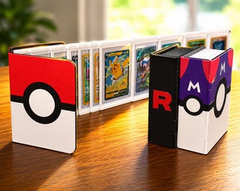 3D Printed Book Trading Card Binder, Sliding Page Toploader Storage Album, TCG Collector Book for Pocket M Cards Protective Sleeves