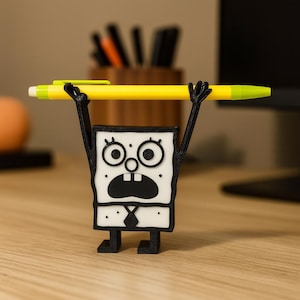 DoodleBob 3D Printed Pen Holder | Funny SpongeBob-Inspired Desk Buddy | “Me Hoy Minoy” Figurine | Custom Office Gift | Pencil Holder