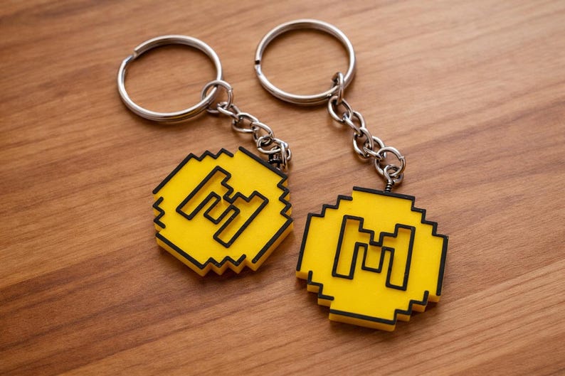 Minecraft Minecoins Replica Coins + Keychain | Pixel Game Money | Kids ...