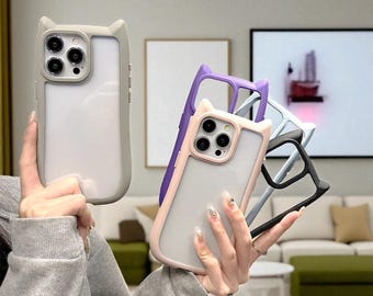 3D Cat Ear iPhone Case: Clear Shockproof Kitten Cover