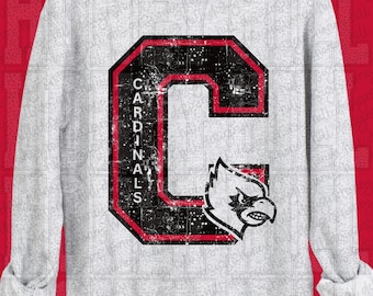 309. Varsity C Very Distressed l Red l Black l Digital Download l Cardinals l Mascot l PNG l School Spirit l Game Day l