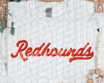 Faux Yarn Redhounds PNG, School Spirit Design (Digital Download)