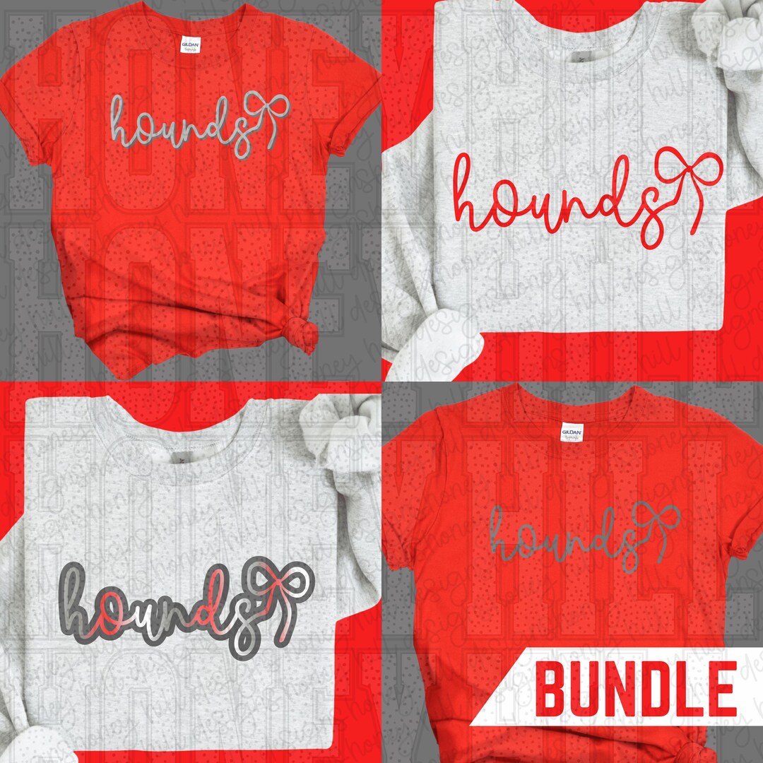 4. Hounds Script Bow Design L Digital Download L Mascot L PNG L 4 ...