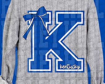 243. K Bow Design l Kentucky l Digital Download l PNG l Blue l White l Spirit l Game Day l