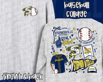 PERSONALIZADO l Collage de béisbol l Camiseta l Descarga digital l Banderín l Día del juego l Espíritu escolar l Lazos l Bate de béisbol l PNG l