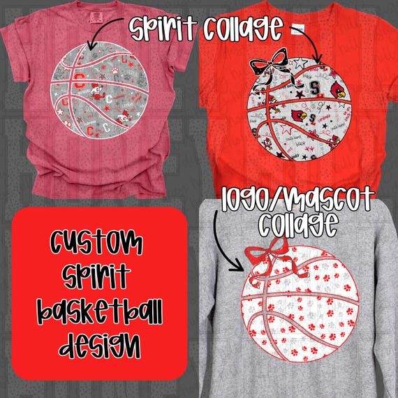 CUSTOM l Spirit Collage Basketballs l Digital Download l PNG l School Spirit l Mascot l Logo l Game Day l Bow l Spirit Wear l
