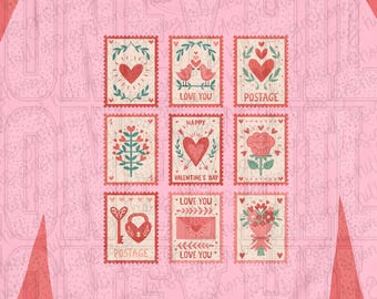 452. Love Stamps Valentine's Day Digital Download PNG