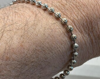 Pulsera de cadena de bolas de oro de 10 quilates, sello ALI, 20 cm, cadena de cuentas, cierre de langosta, 6 gramos